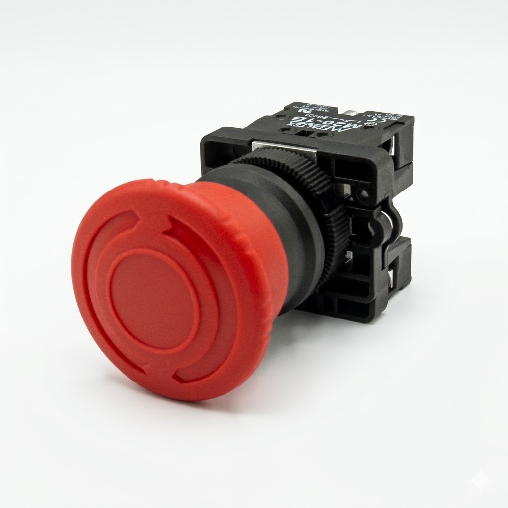 Botão De Emergência Cogumelo Vermelho Com Trava 1NF 22mm - Imagem 2