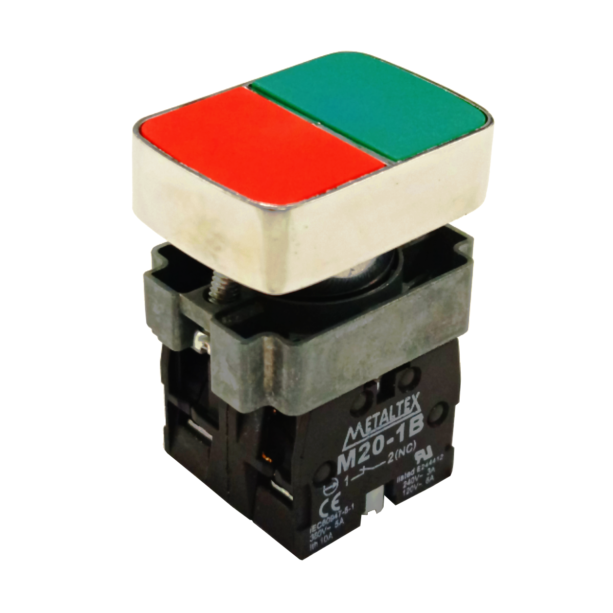 Botão Duplo Metálico Verde E Vermelho 22mm 1NA 1NF - Imagem 6