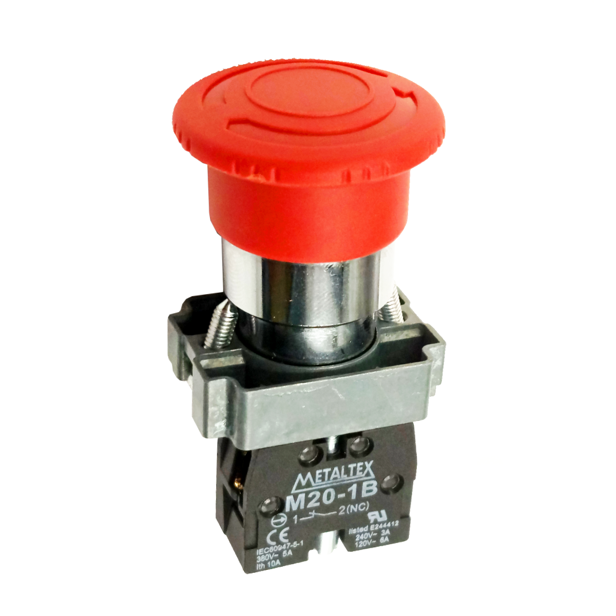Botão Emergência Metálico Cogumelo Vermelho Trava 1nf 22mm