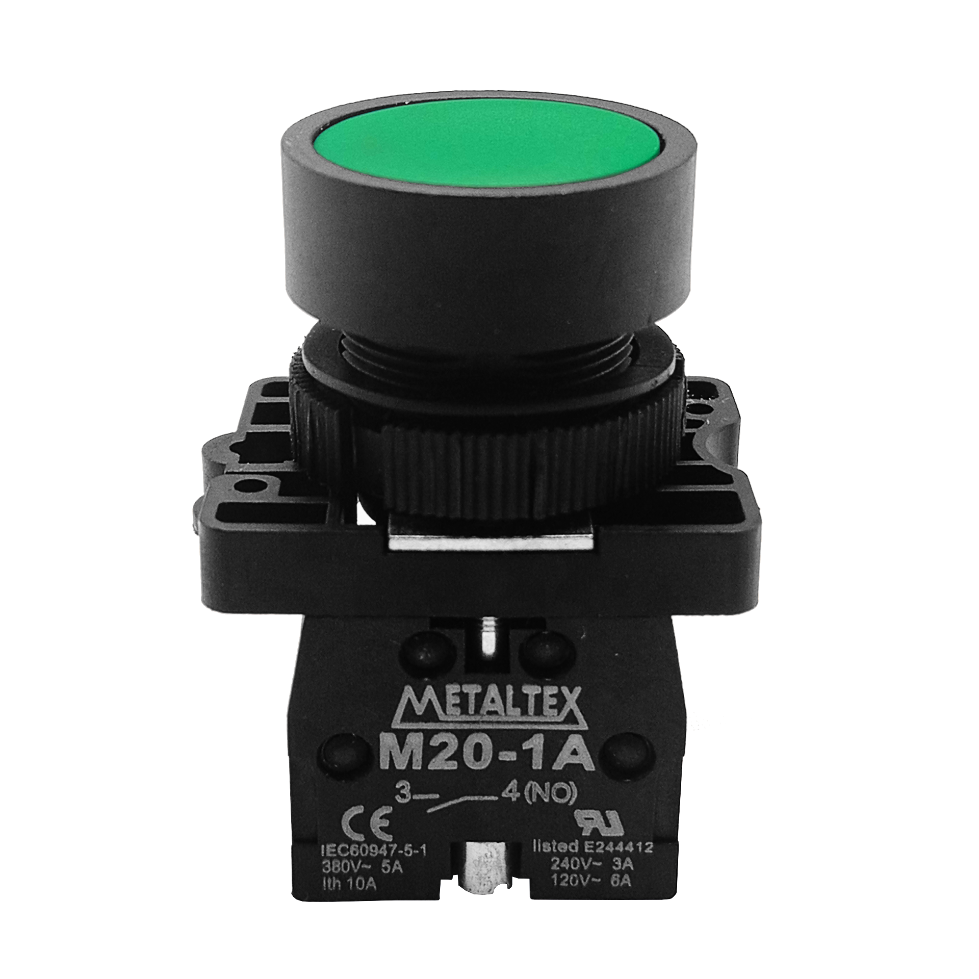 Botão Pulsador Faceado Verde 1NA 22mm P20AFR-G-1A - Imagem 3